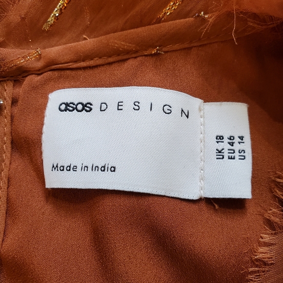 ASOS Design Pleated Long Sleeve Chiffon Dress Size 14 - Picture 8 of 9